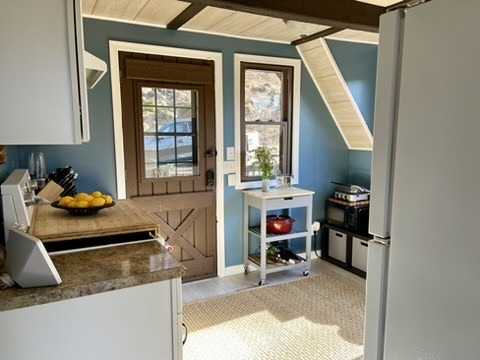 Small rolling cart in a compact kitchen